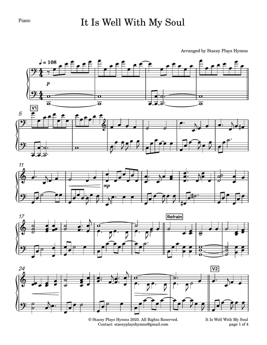 It is Well With My Soul (When Peace Like a River) - Soprano Alto Duet Higher Key Alto Voice scores gallery preview page 6