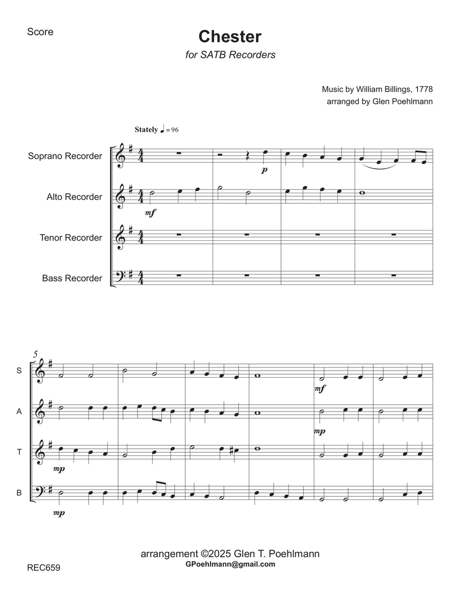CHESTER - SATB RECORDERS (grade 3+) Soprano Recorder scores gallery preview page 1