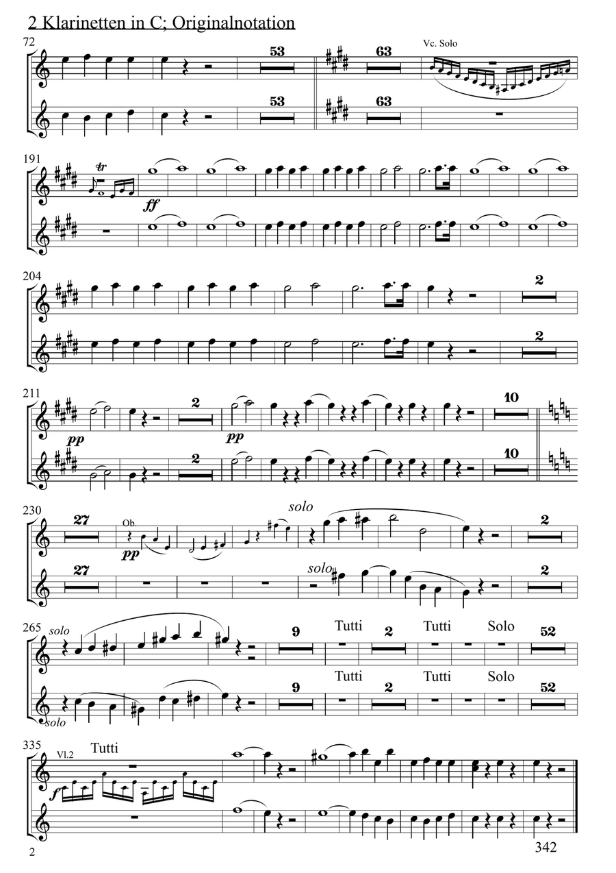 Cello Concerto in A minor 2 clarinets in c Full Orchestra scores gallery preview page 2