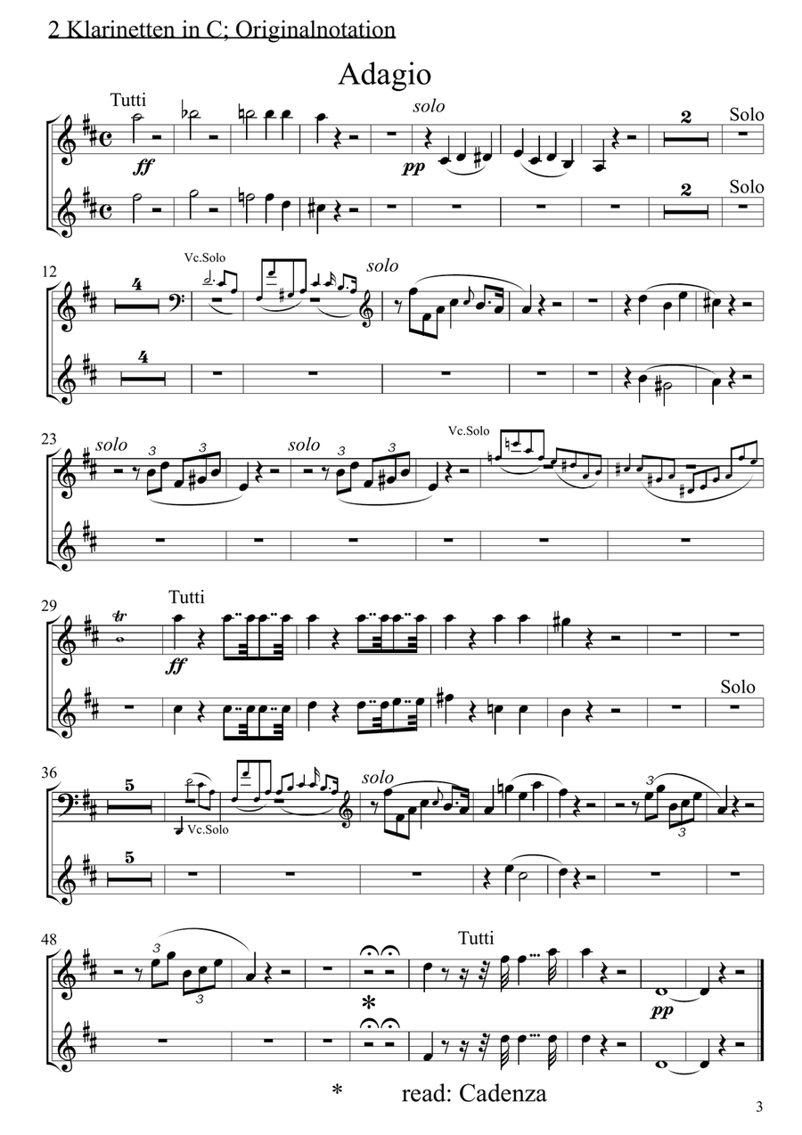 Cello Concerto in A minor 2 clarinets in c Full Orchestra scores gallery preview page 3