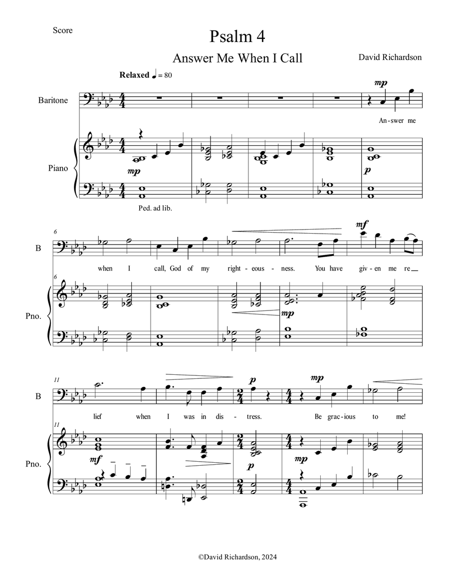 Psalm 4 Psalm 4 Piano, Vocal scores gallery preview page 1