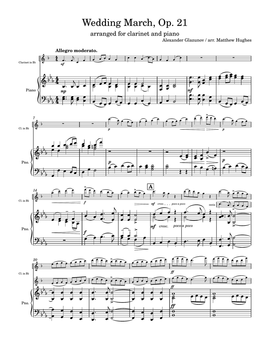 Wedding March, Op. 21 Wedding March, Op. 21 Clarinet Solo scores gallery preview page 1