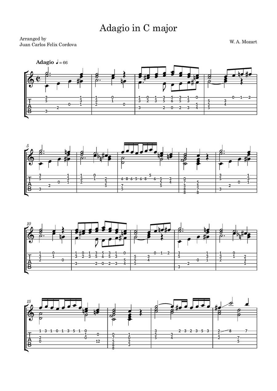 Adagio in C major K.356 (Arr. for guitar) Chamber Music scores gallery preview page 1