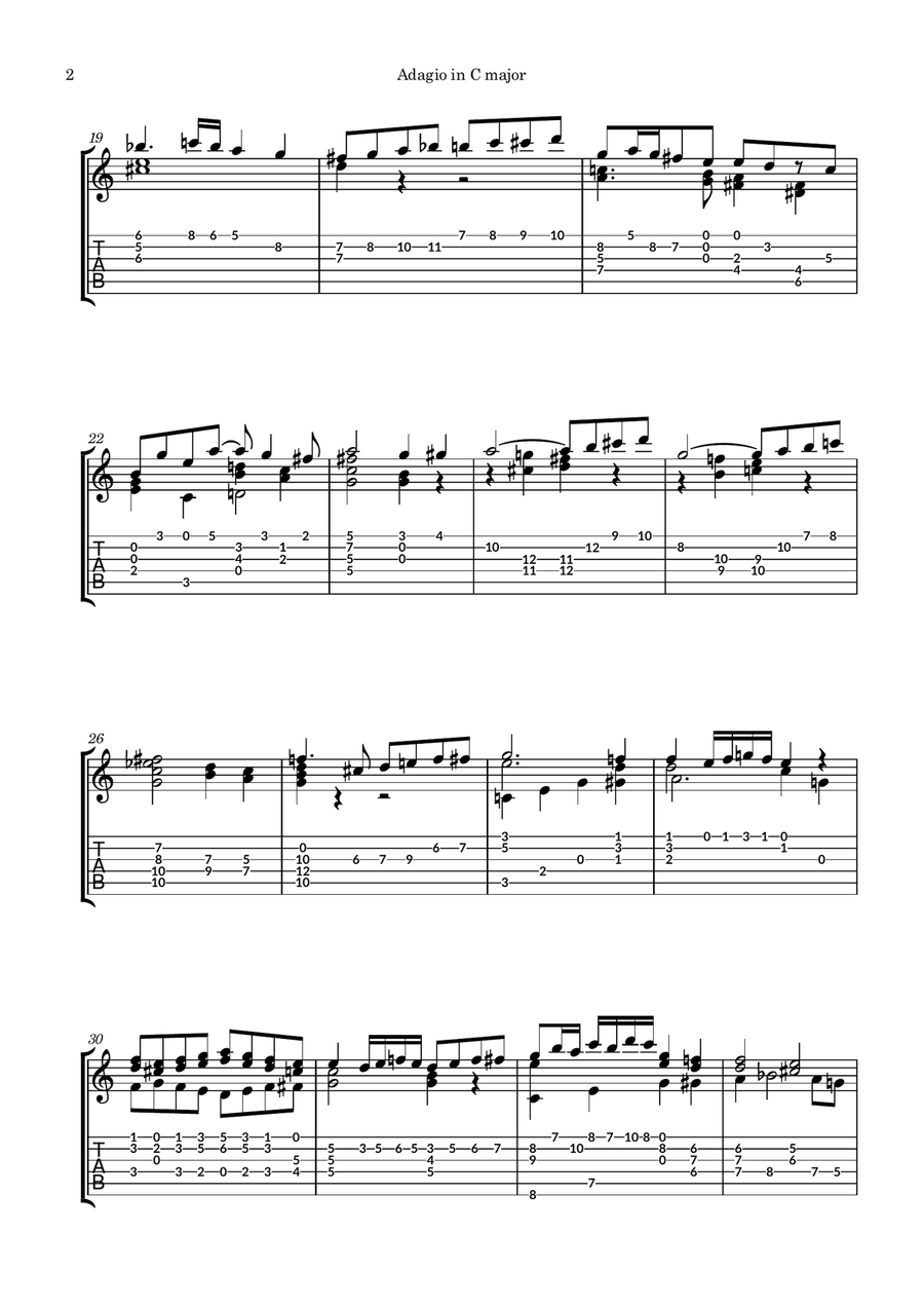 Adagio in C major K.356 (Arr. for guitar) Chamber Music scores gallery preview page 2