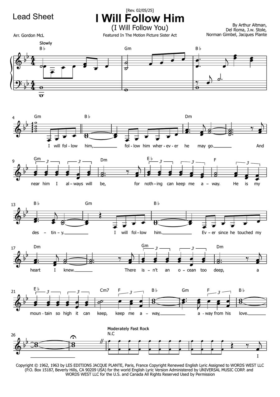 I Will Follow Him (I Will Follow You) Show Choir scores gallery preview page 1