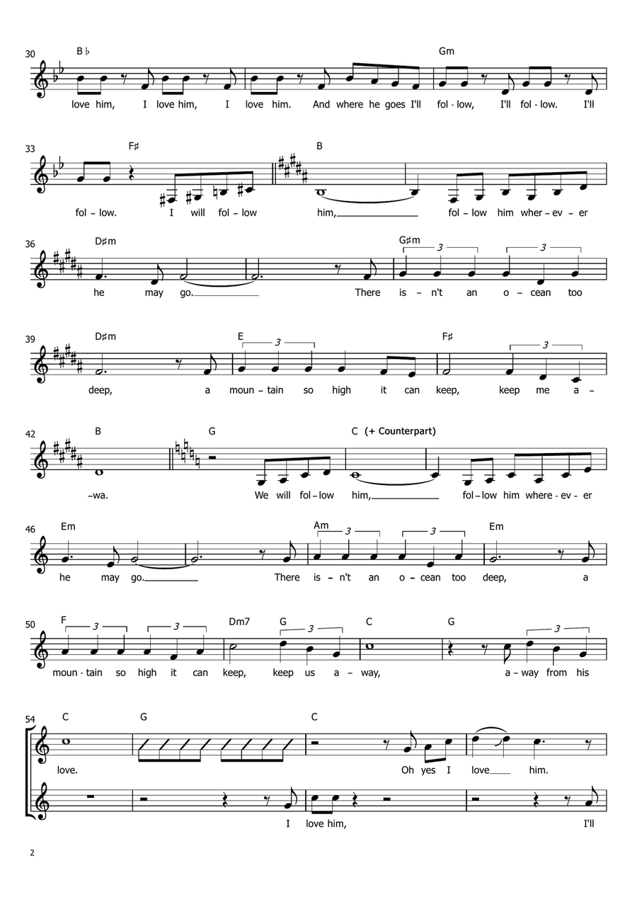 I Will Follow Him (I Will Follow You) Show Choir scores gallery preview page 2