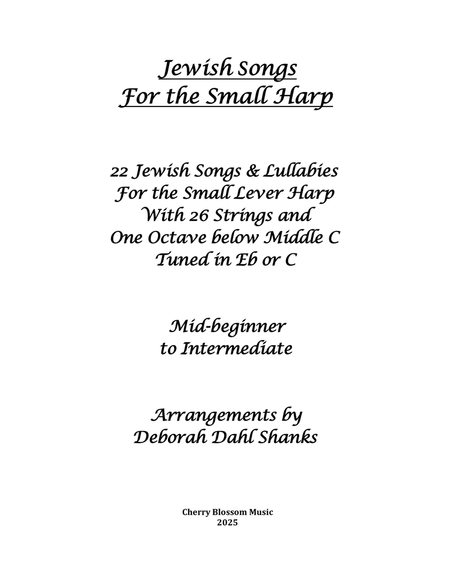 Jewish Songs for the Small Harp Celtic Harp scores gallery preview page 2