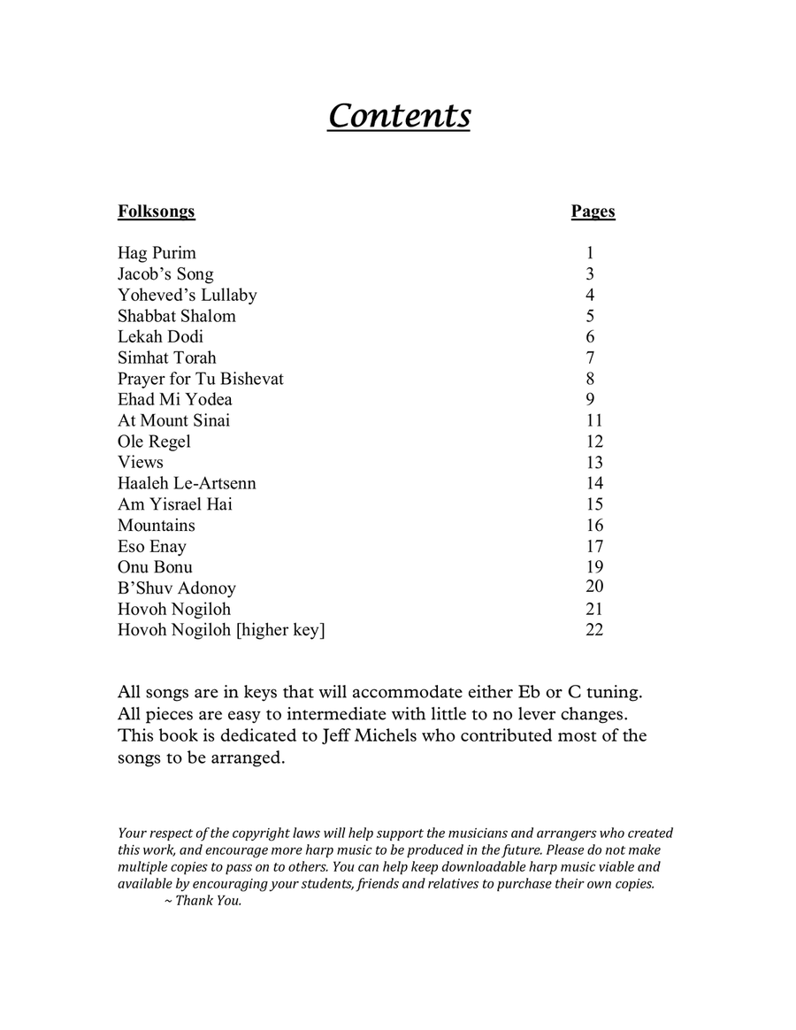 Jewish Folksongs for the Small Harp Celtic Harp scores gallery preview page 3