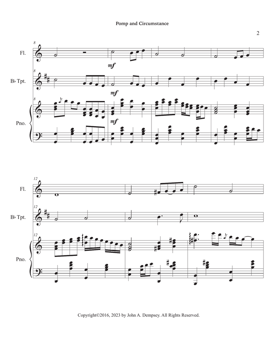 Pomp and Circumstance (Trio for Flute, Trumpet and Piano) Small Ensemble scores gallery preview page 6
