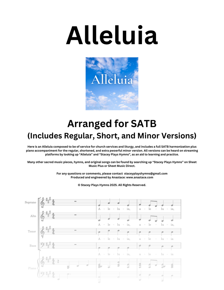 Alleluia - Arranged for SATB to be used in Church Services 4-Part scores gallery preview page 1