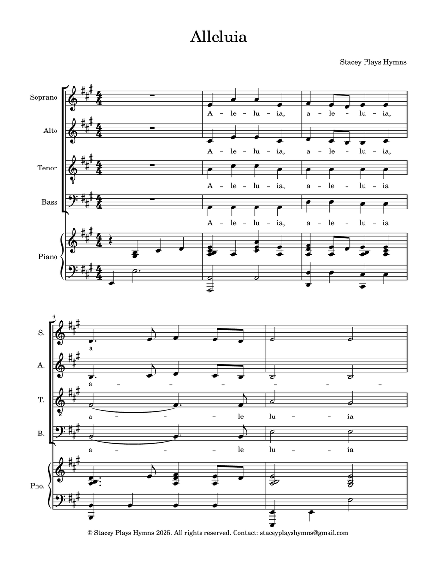 Alleluia - Arranged for SATB to be used in Church Services 4-Part scores gallery preview page 2