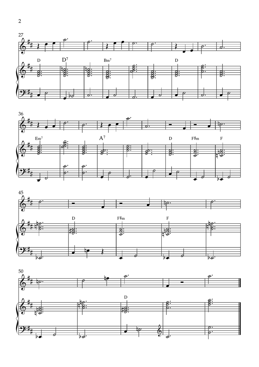 Claire de Lune - Violin and Piano in D Major With Chords - Beginner Violin Solo scores gallery preview page 2