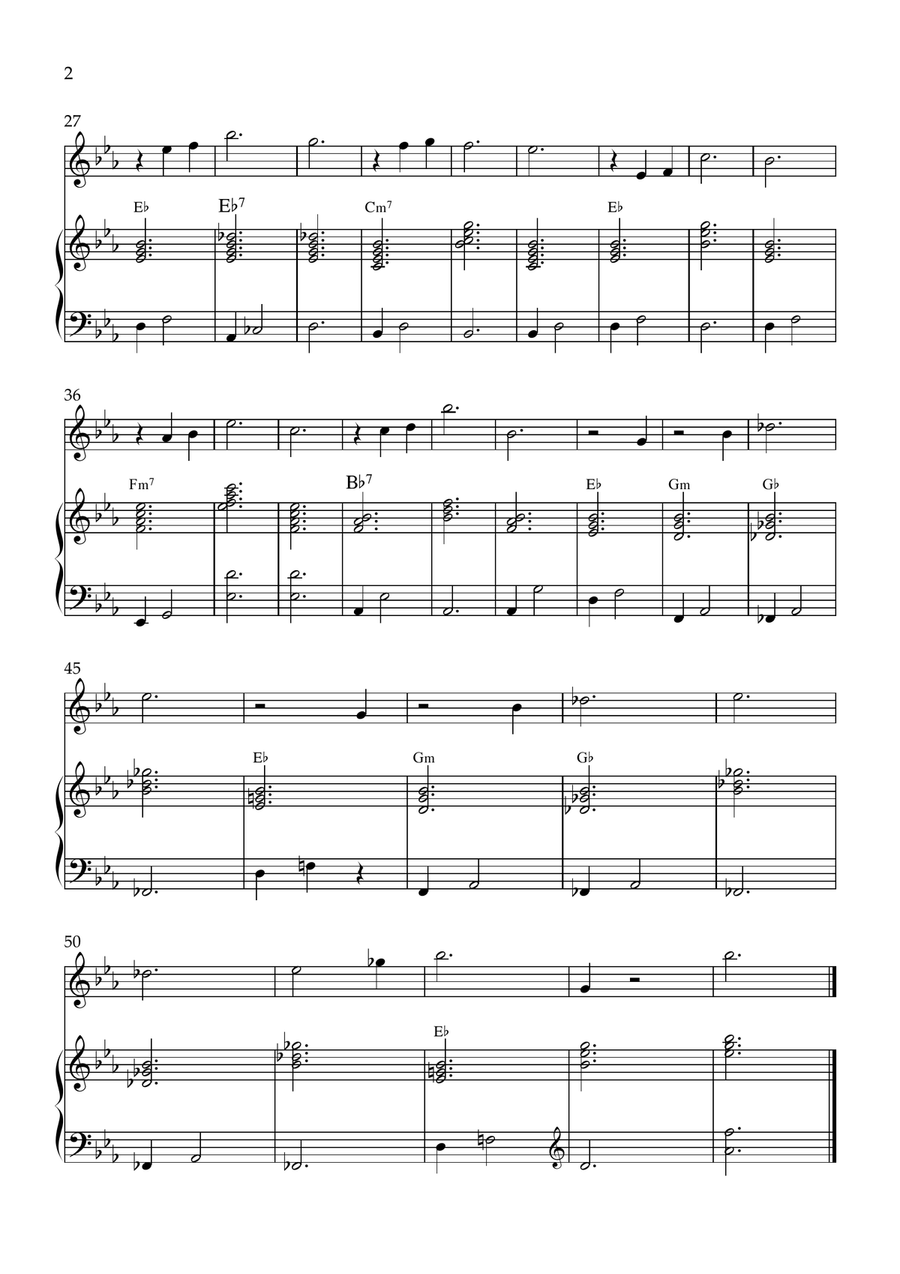 Claire de Lune - Violin and Piano in Eb Major With Chords - Beginner Violin Solo scores gallery preview page 2