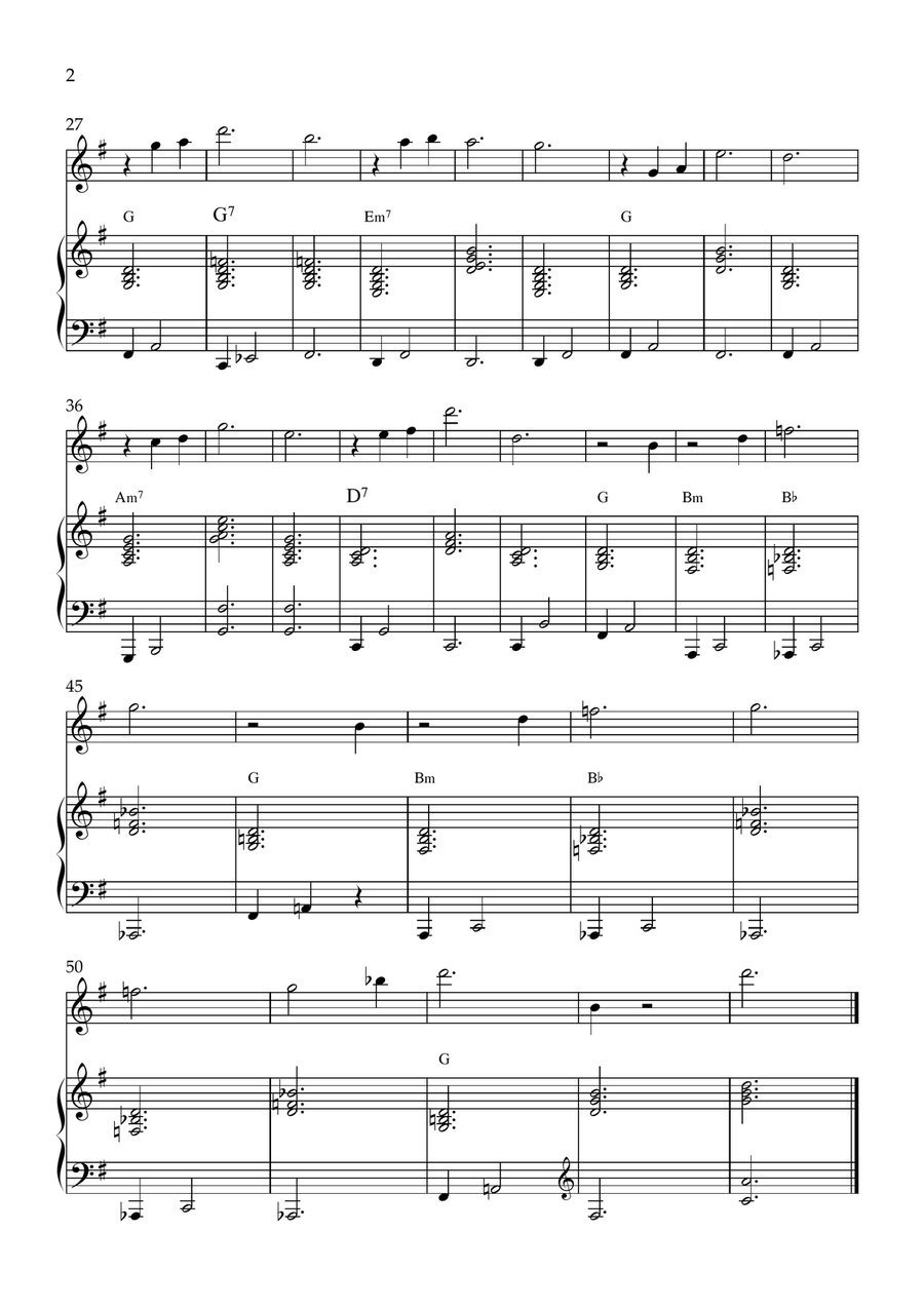 Claire de Lune - Violin and Piano in G Major With Chords - Beginner Violin Solo scores gallery preview page 2