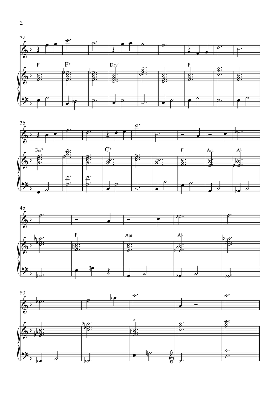 Claire de Lune - Violin and Piano in F Major With Chords - Beginner Violin Solo scores gallery preview page 2