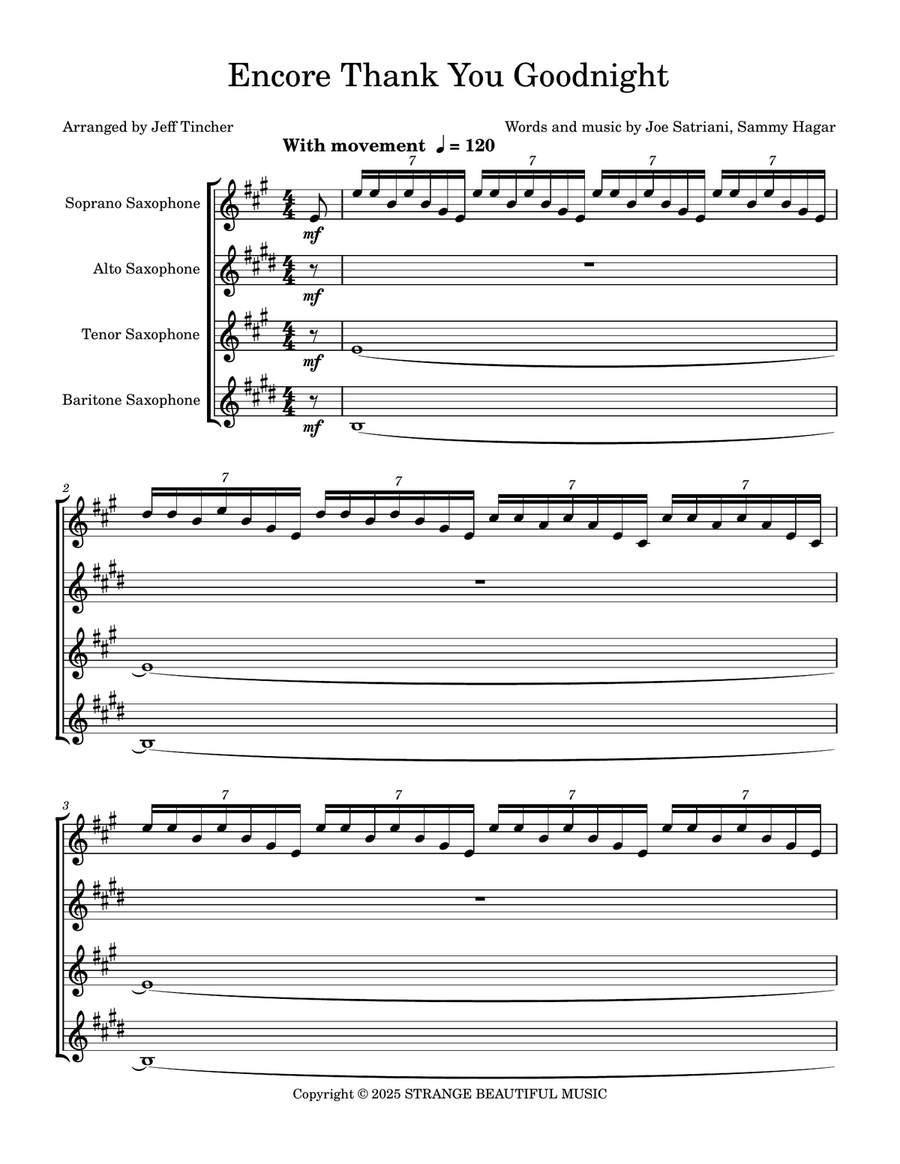 Encore Thank You Goodnight Saxophone Quartet scores gallery preview page 2