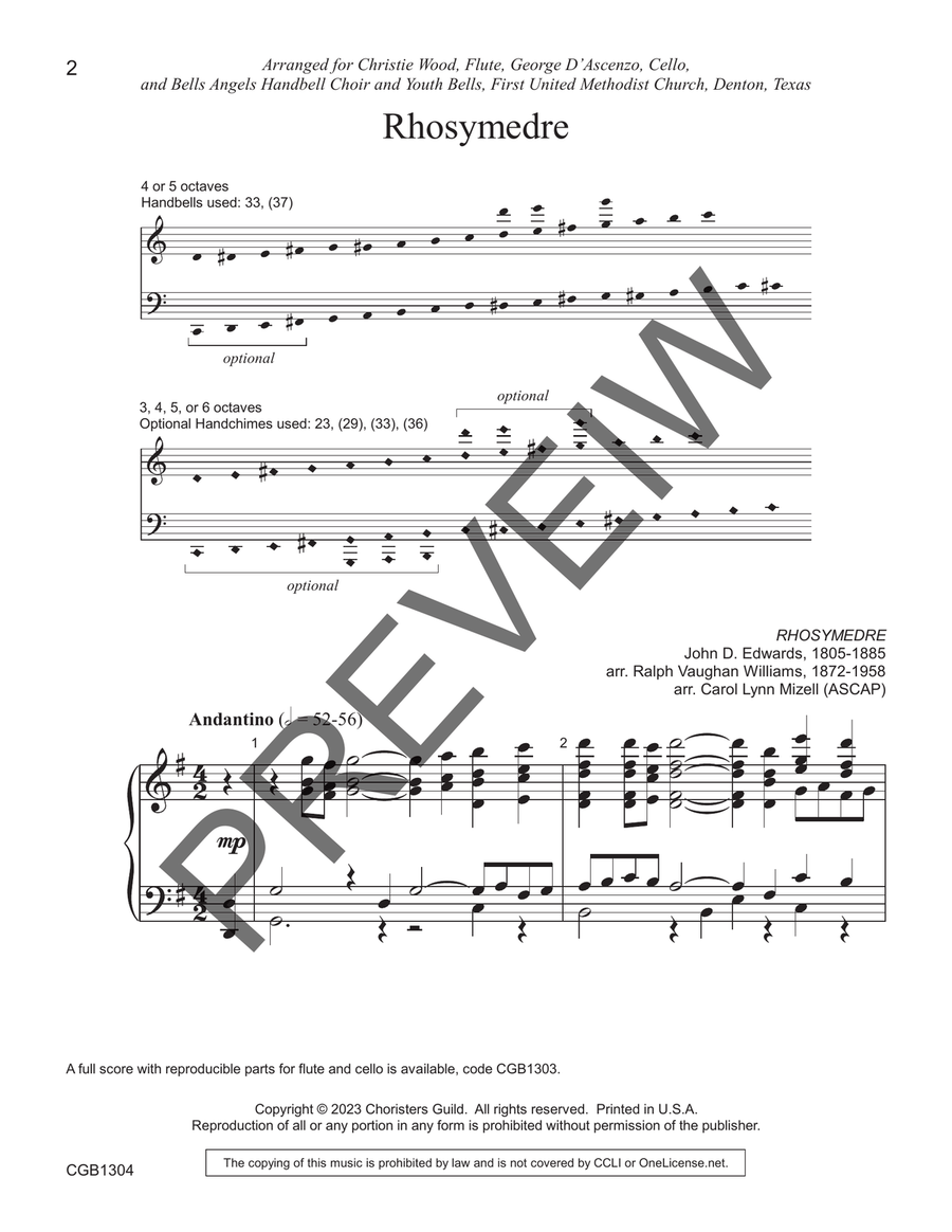 Rhosymedre Rhosymedre Handbell Choir scores gallery preview page 2