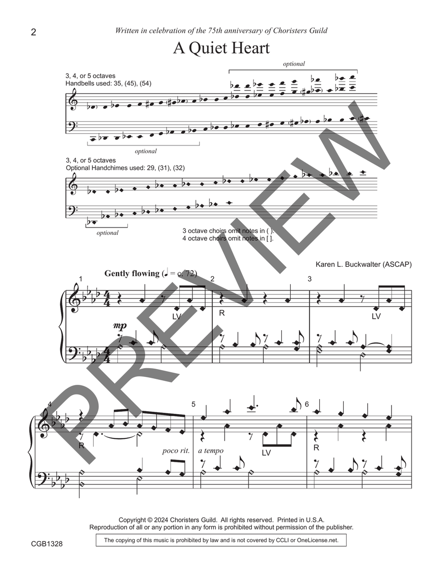 A Quiet Heart A Quiet Heart Handbell Choir scores gallery preview page 2