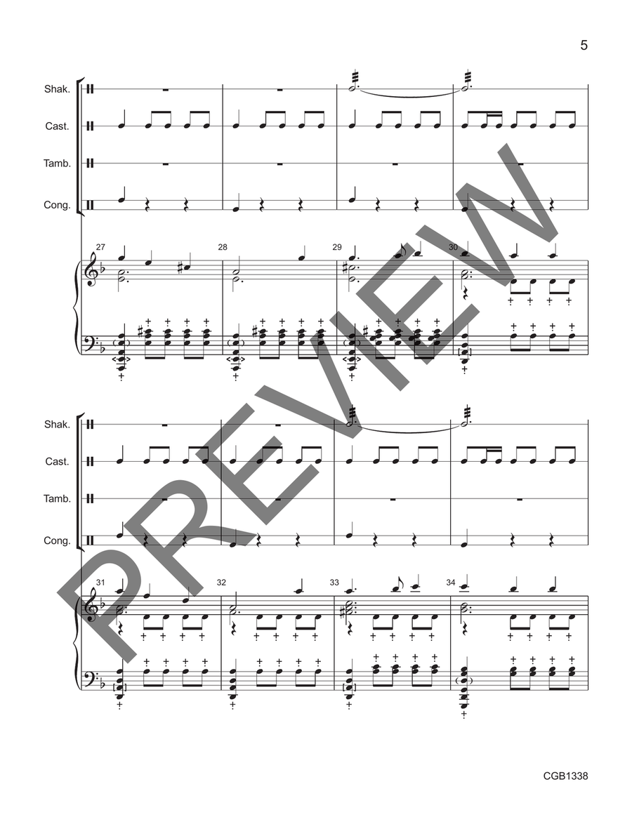 Cantad al Senor Full Score Handbell Choir scores gallery preview page 5