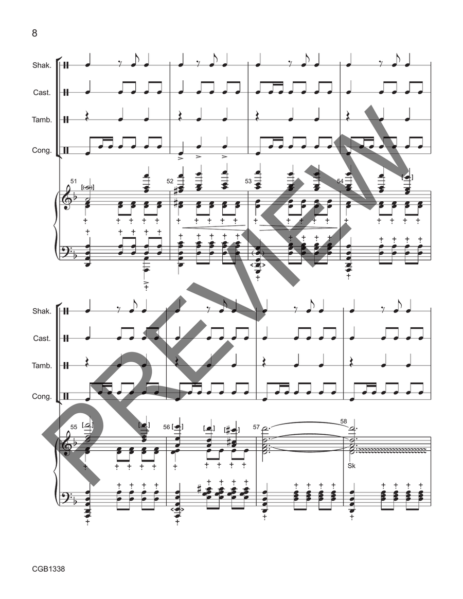 Cantad al Senor Full Score Handbell Choir scores gallery preview page 8