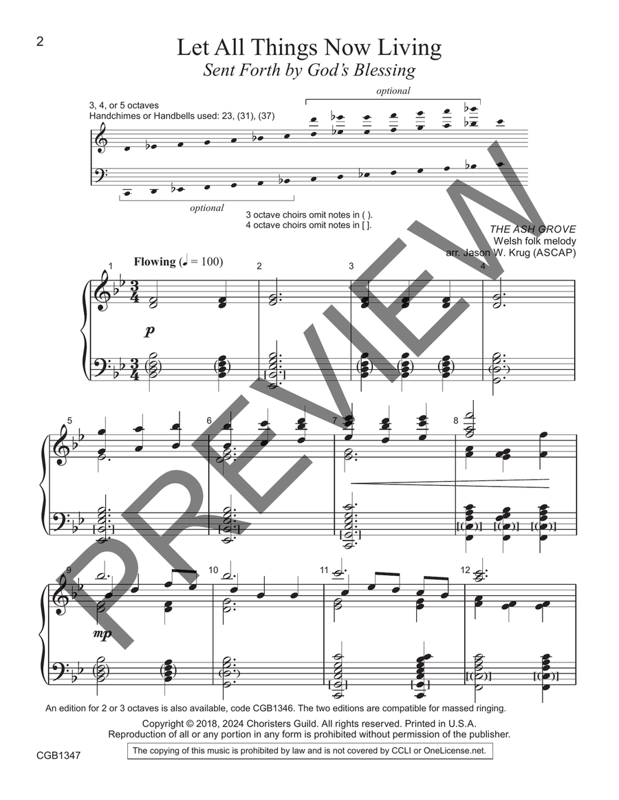 Let All Things Now Living (3-5 octaves) 5-Octaves scores gallery preview page 2