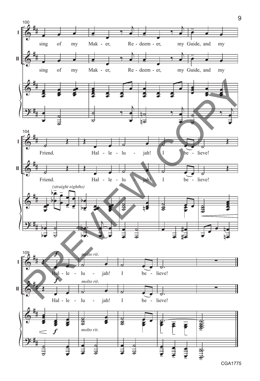 Yes, I Believe! Yes, I Believe! Unison Choir scores gallery preview page 7