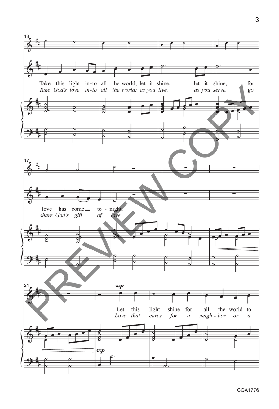 Take This Light Take This Light Unison Choir scores gallery preview page 4