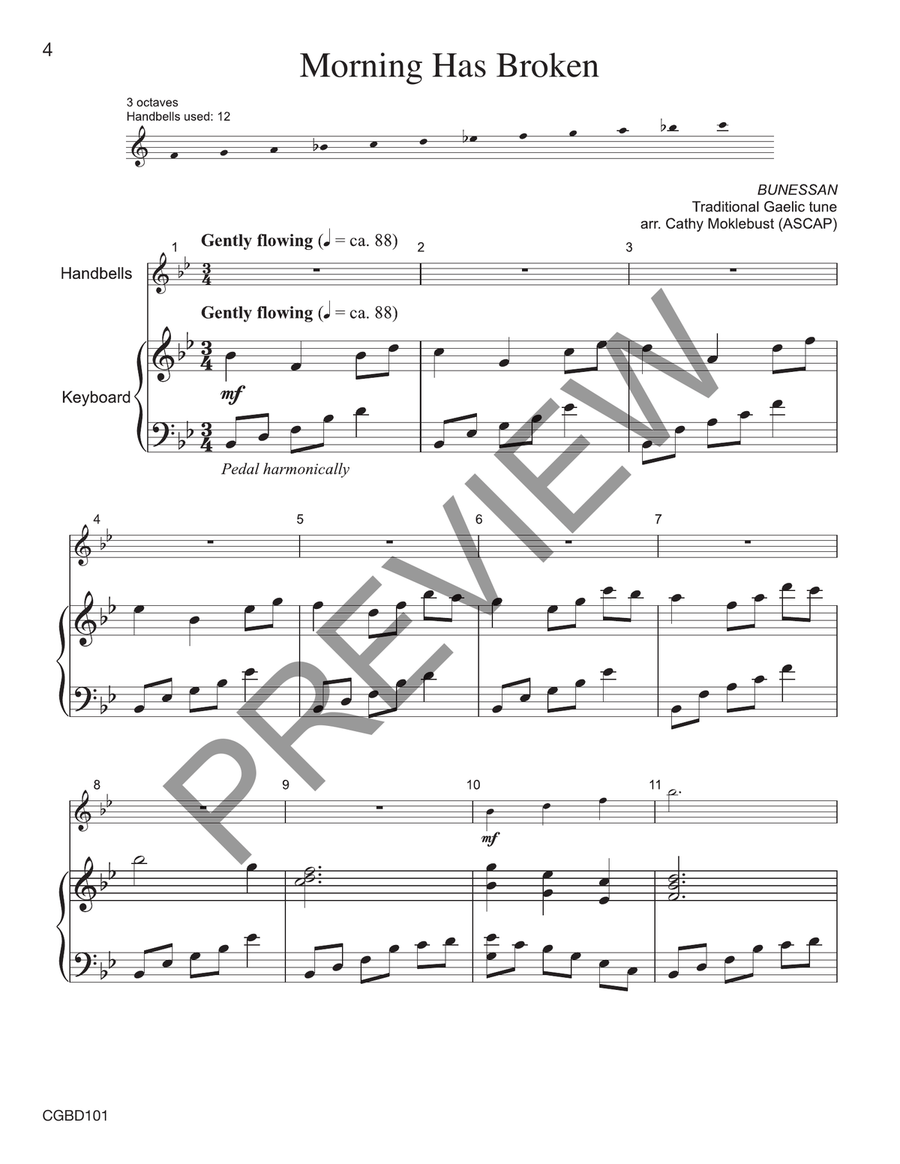 Morning Has Broken - Solo 3 octaves (reproducible) 3-Octaves scores gallery preview page 3