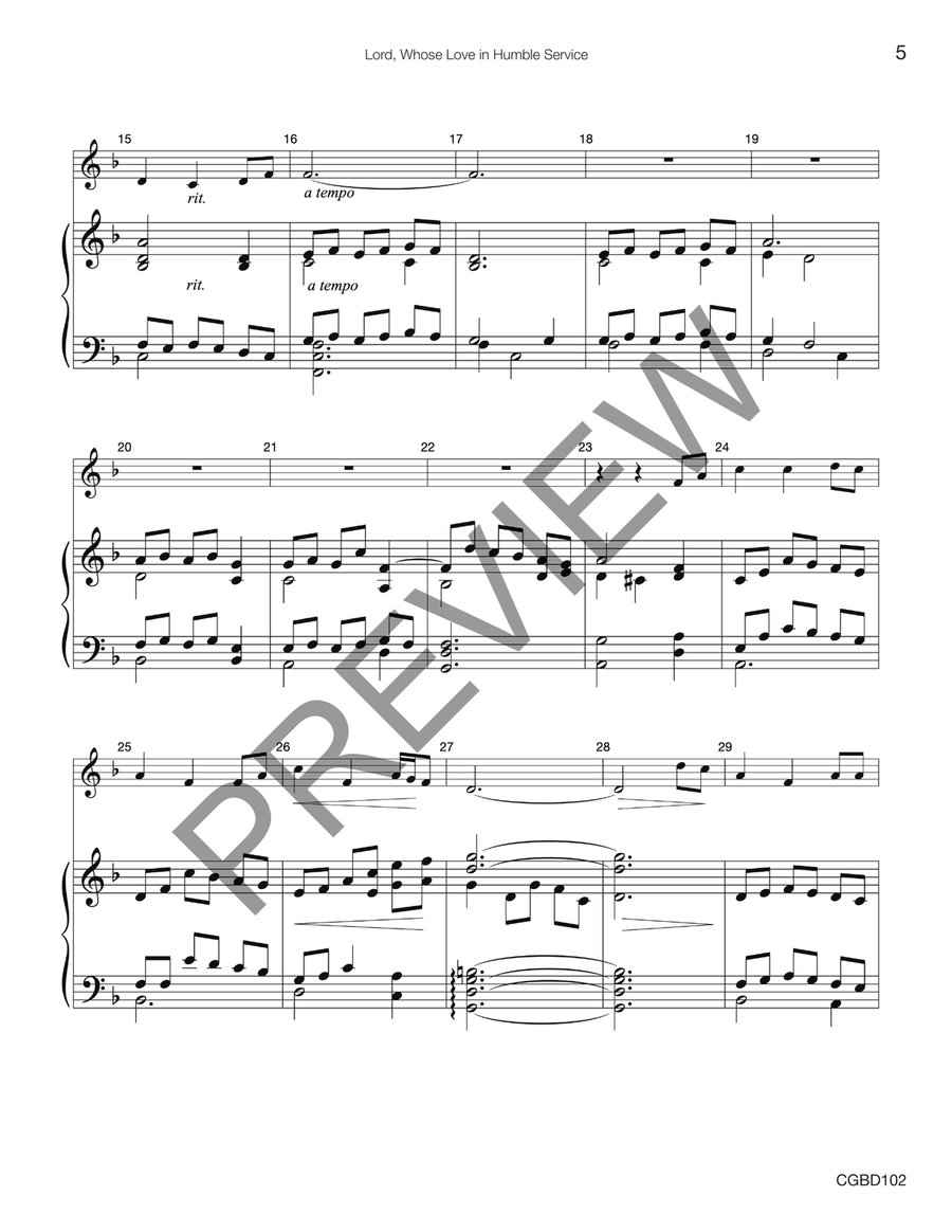 Lord, Whose Love in Humble Service - 7 bells (reproducible) Handbell Choir scores gallery preview page 4