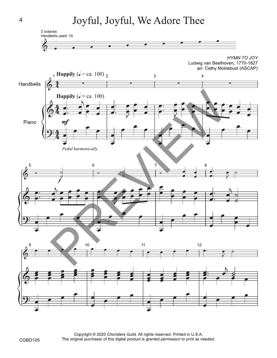 Joyful, Joyful, We Adore Thee - Solo 2 octaves (reproducible) 2-Octaves scores gallery preview page 3
