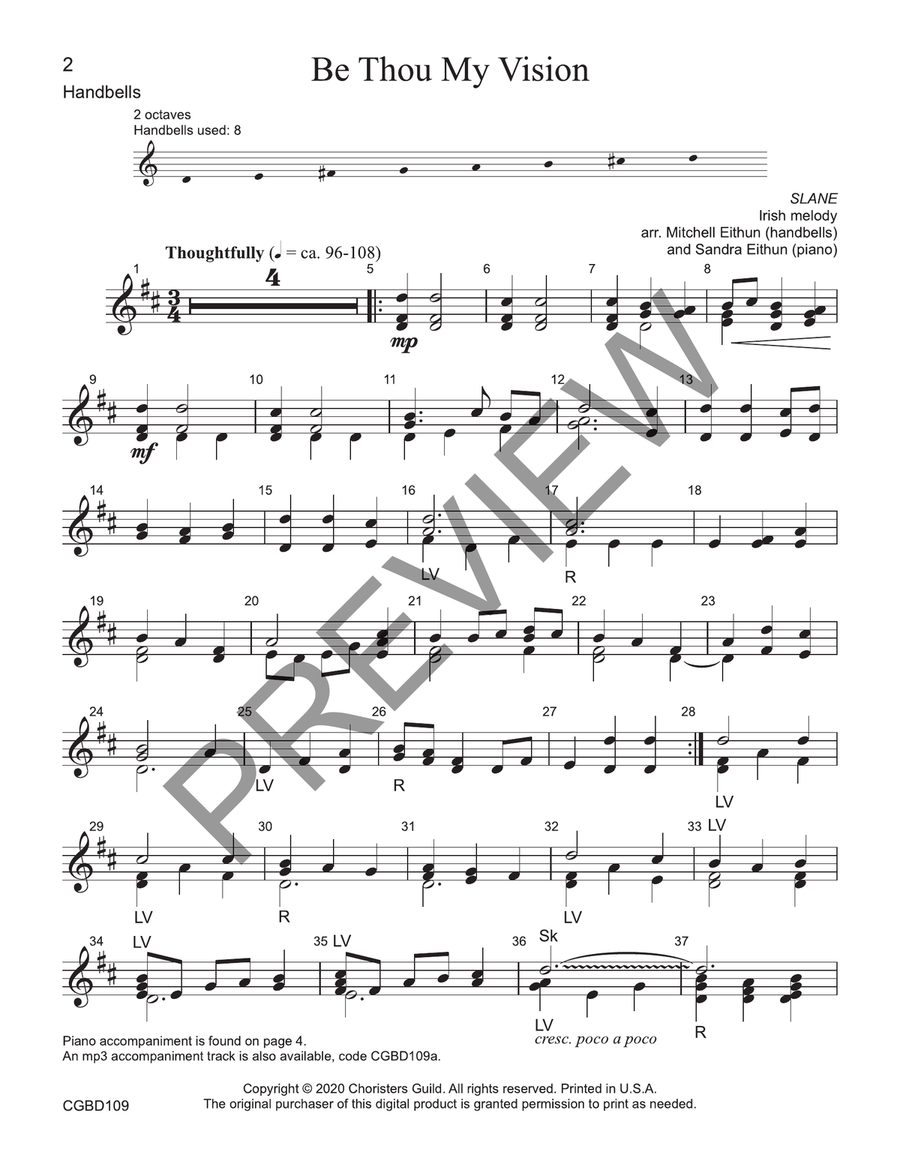 Be Thou My Vision (Reproducible) - 8 bells Handbell Choir scores gallery preview page 2
