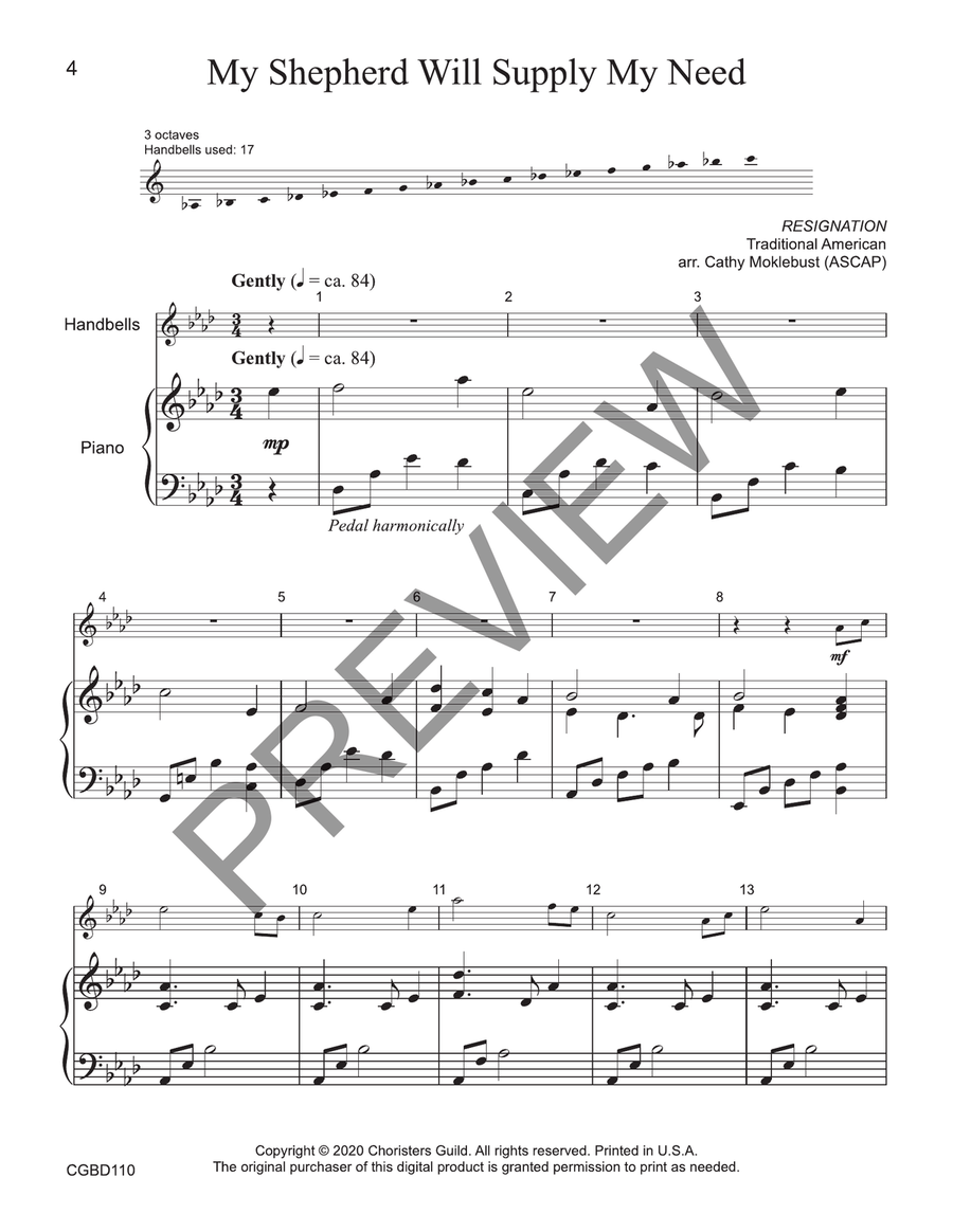 My Shepherd Will Supply My Need - Solo 3 octaves (reproducible) 3-Octaves scores gallery preview page 3