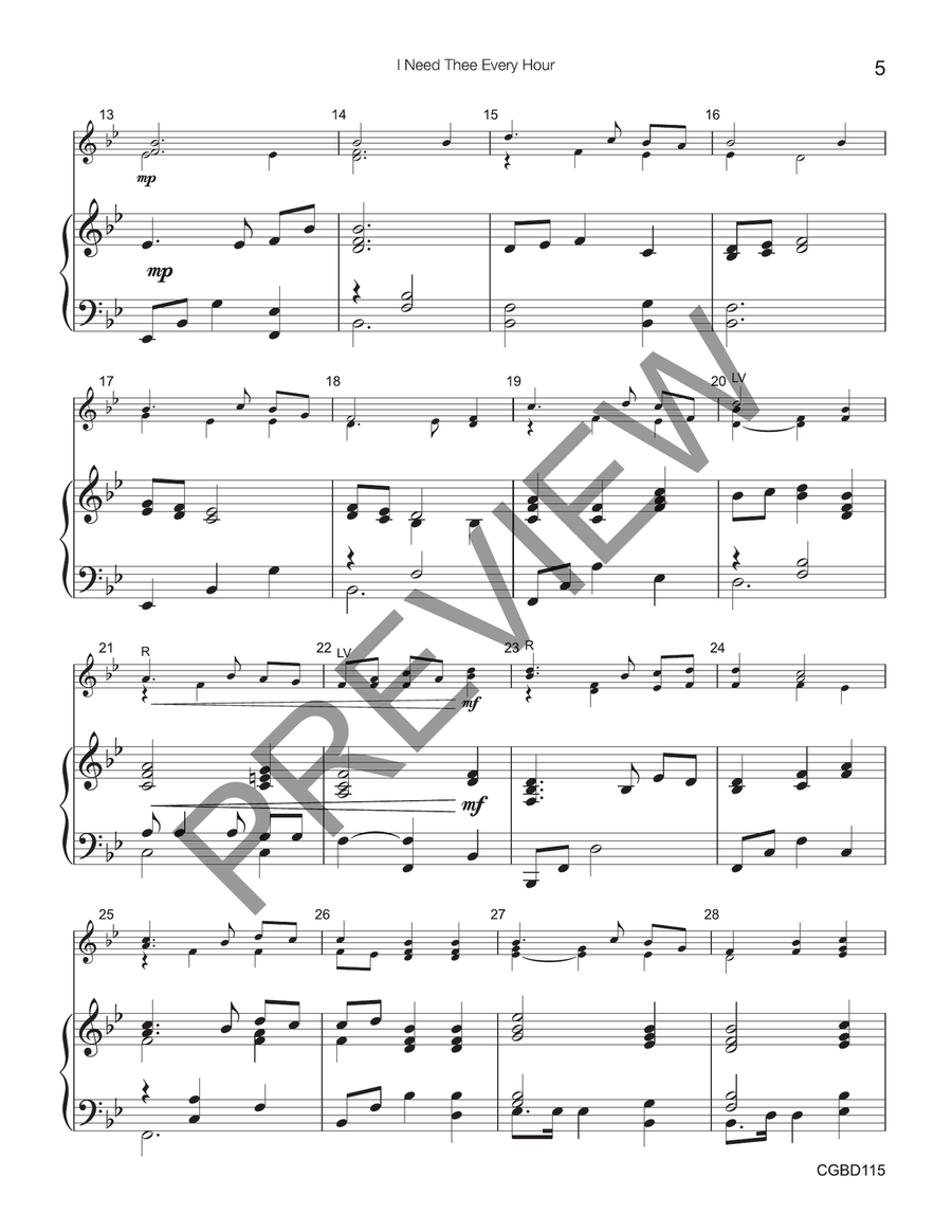 I Need Thee Every Hour - 8 bells (reproducible) Handbell Choir scores gallery preview page 4