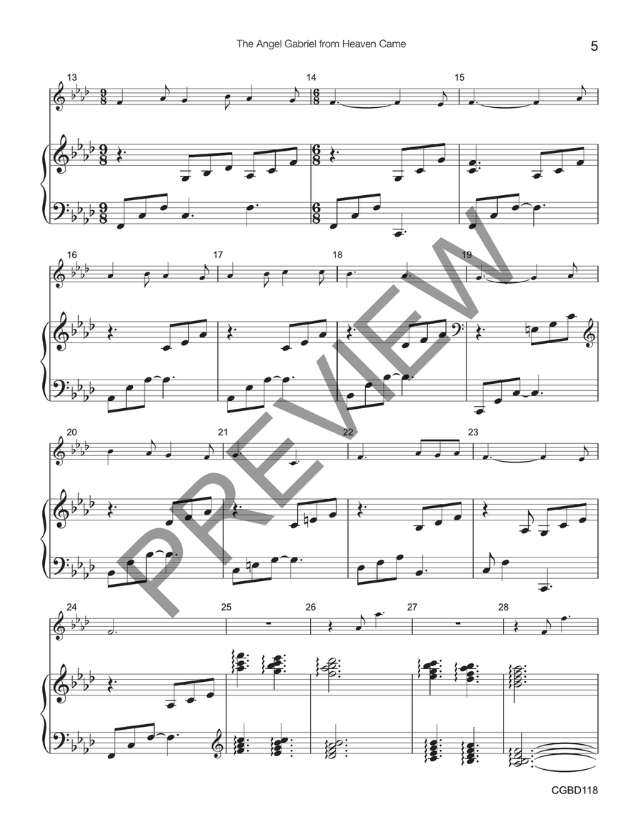 The Angel Gabriel from Heaven Came - solo (reproducible) Handbell Choir scores gallery preview page 4
