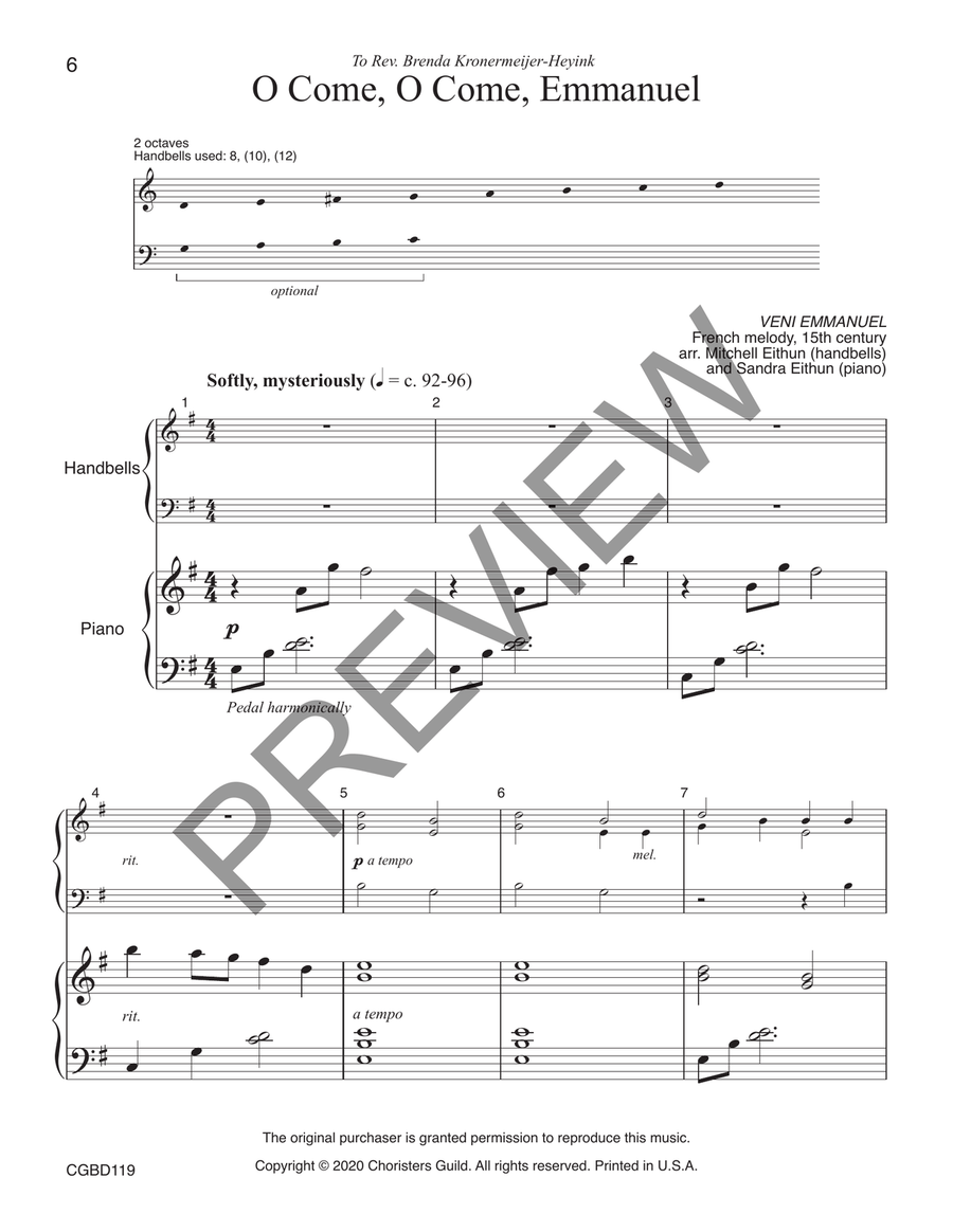 O Come, O Come, Emmanuel (reproducible) - 8-12 bells Handbell Choir scores gallery preview page 4