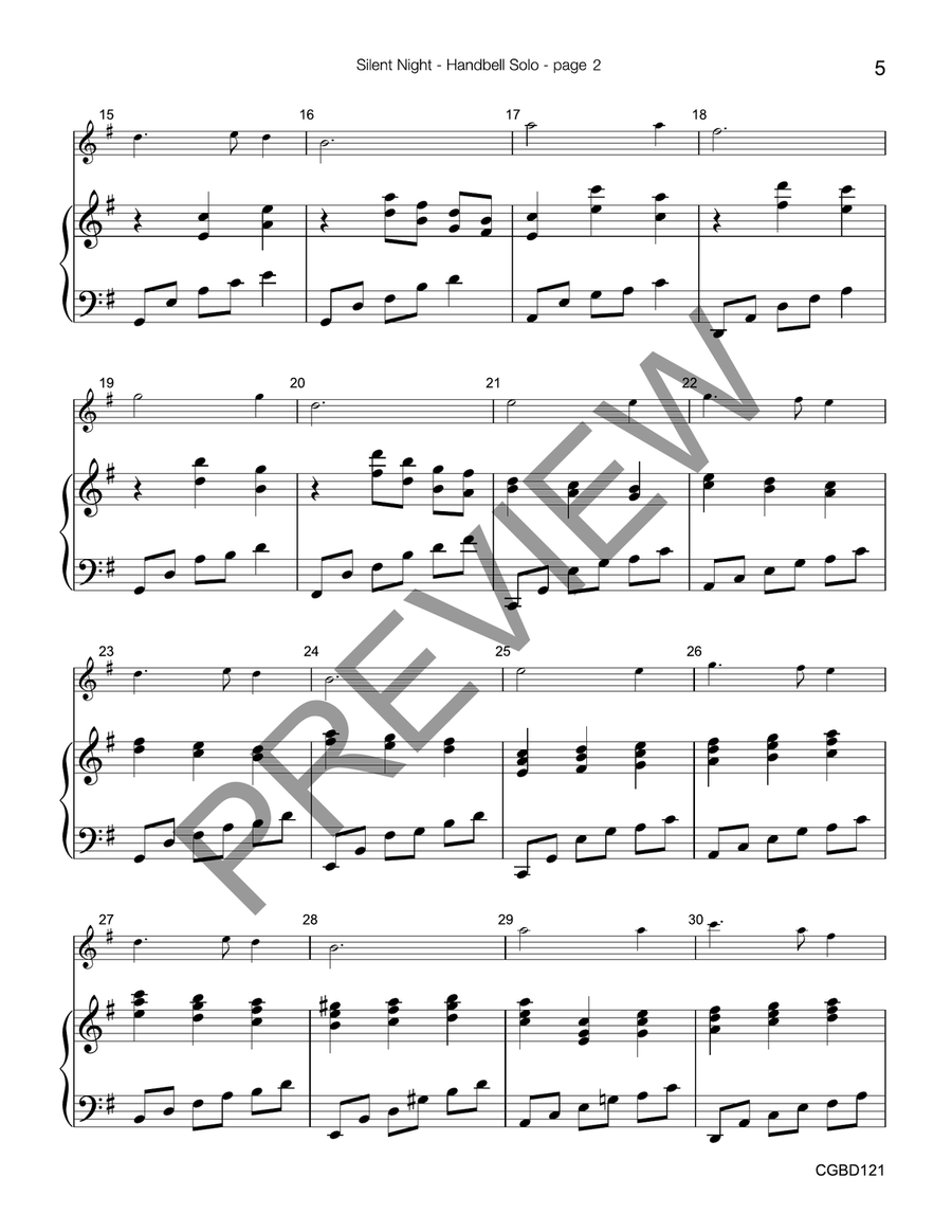 Silent Night (reproducible) - Solo Handbell Choir scores gallery preview page 4