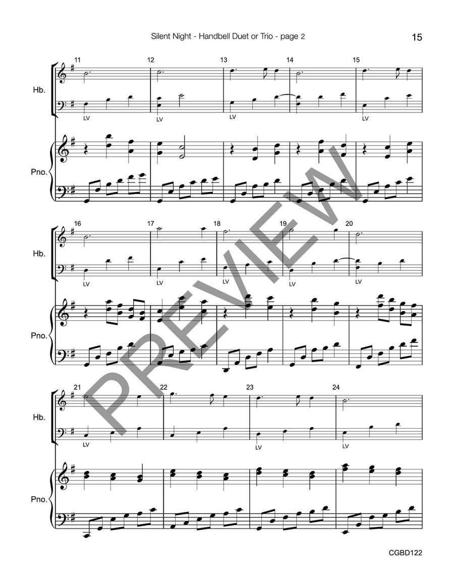 Silent Night (reproducible) - Duet or Trio Handbell Choir scores gallery preview page 9