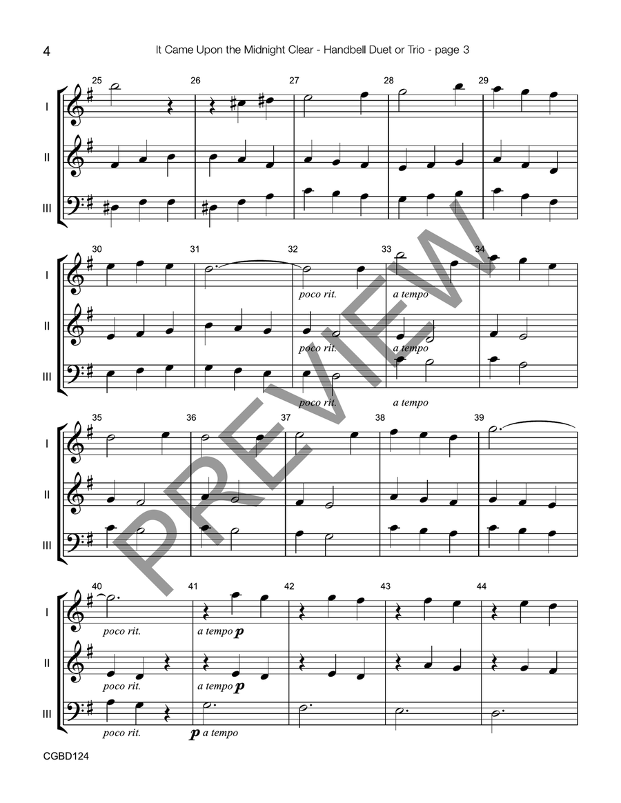 It Came Upon the Midnight Clear (reproducible) - Duet or Trio Handbell Choir scores gallery preview page 4