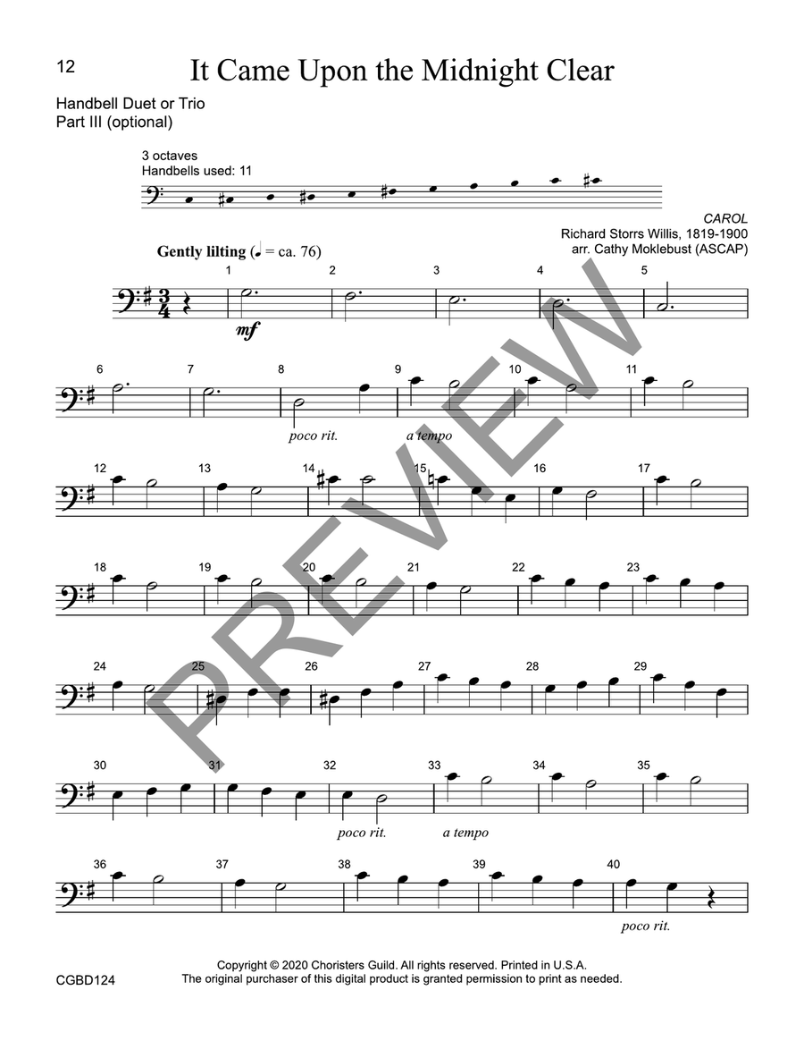 It Came Upon the Midnight Clear (reproducible) - Duet or Trio Handbell Choir scores gallery preview page 7