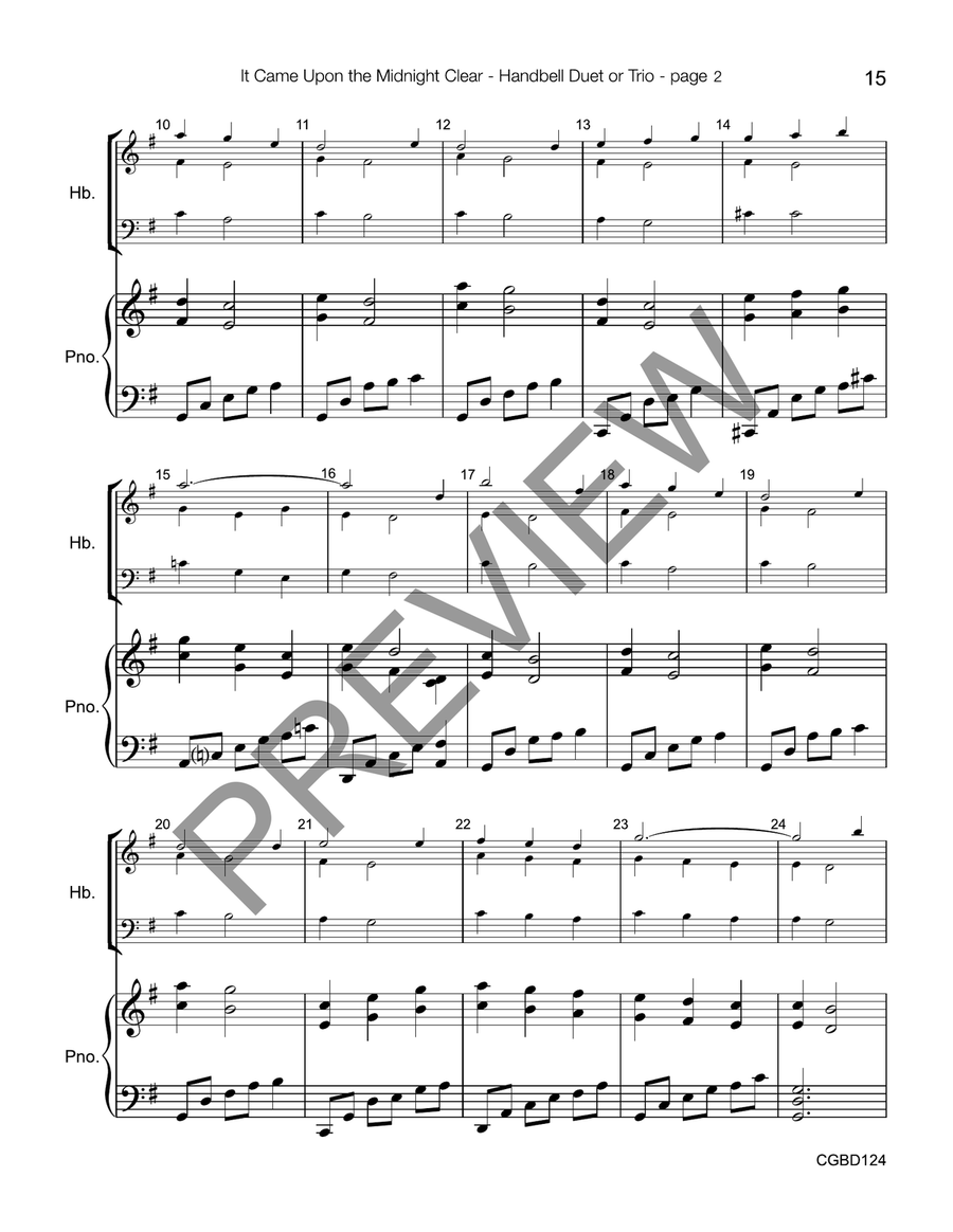 It Came Upon the Midnight Clear (reproducible) - Duet or Trio Handbell Choir scores gallery preview page 9