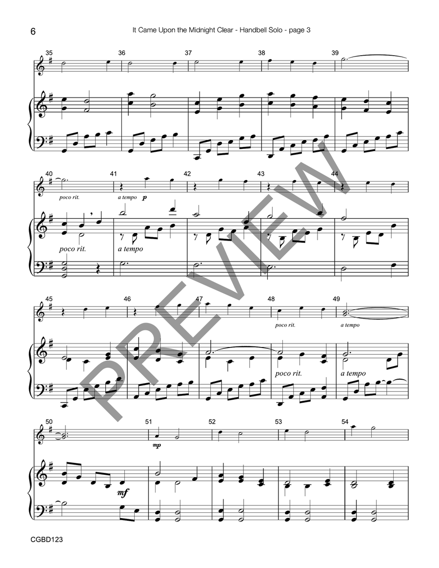 It Came Upon the Midnight Clear (reproducible) - Solo Handbell Choir scores gallery preview page 5