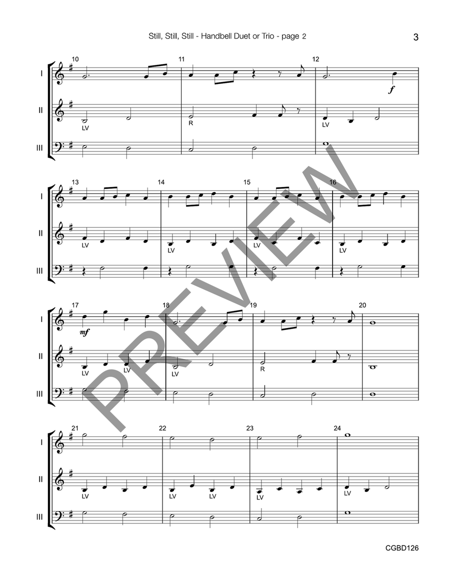 Still, Still, Still (reproducible) - Duet or Trio Handbell Choir scores gallery preview page 3