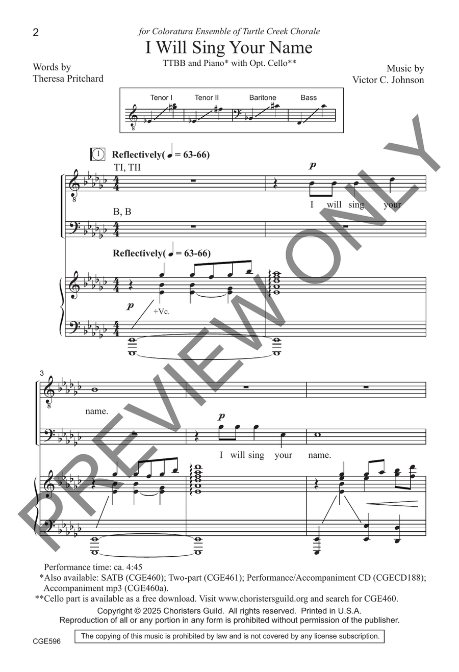 I WIll Sing Your Name I WIll Sing Your Name TTBB scores gallery preview page 3
