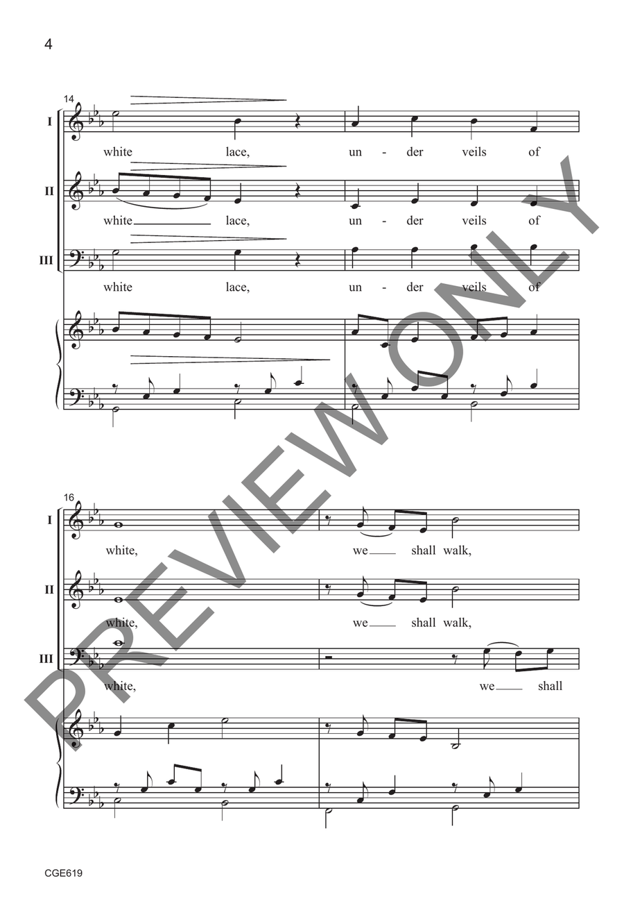 Let Us Walk in the White Snow (Three-part Mixed) by Earlene Rentz 3-Part - Sheet Music page 4