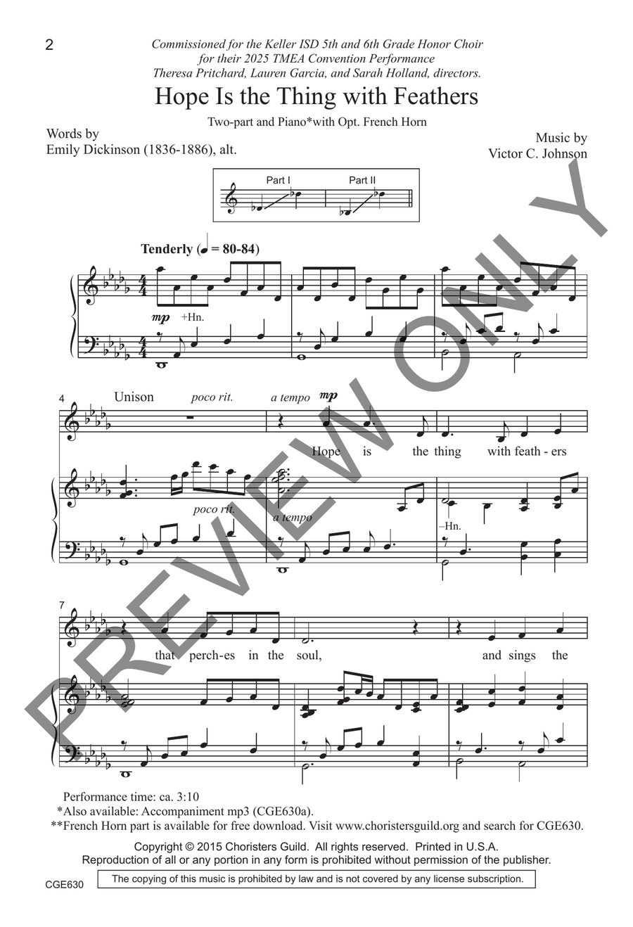 Hope Is the Thing with Feathers 2-Part scores gallery preview page 3