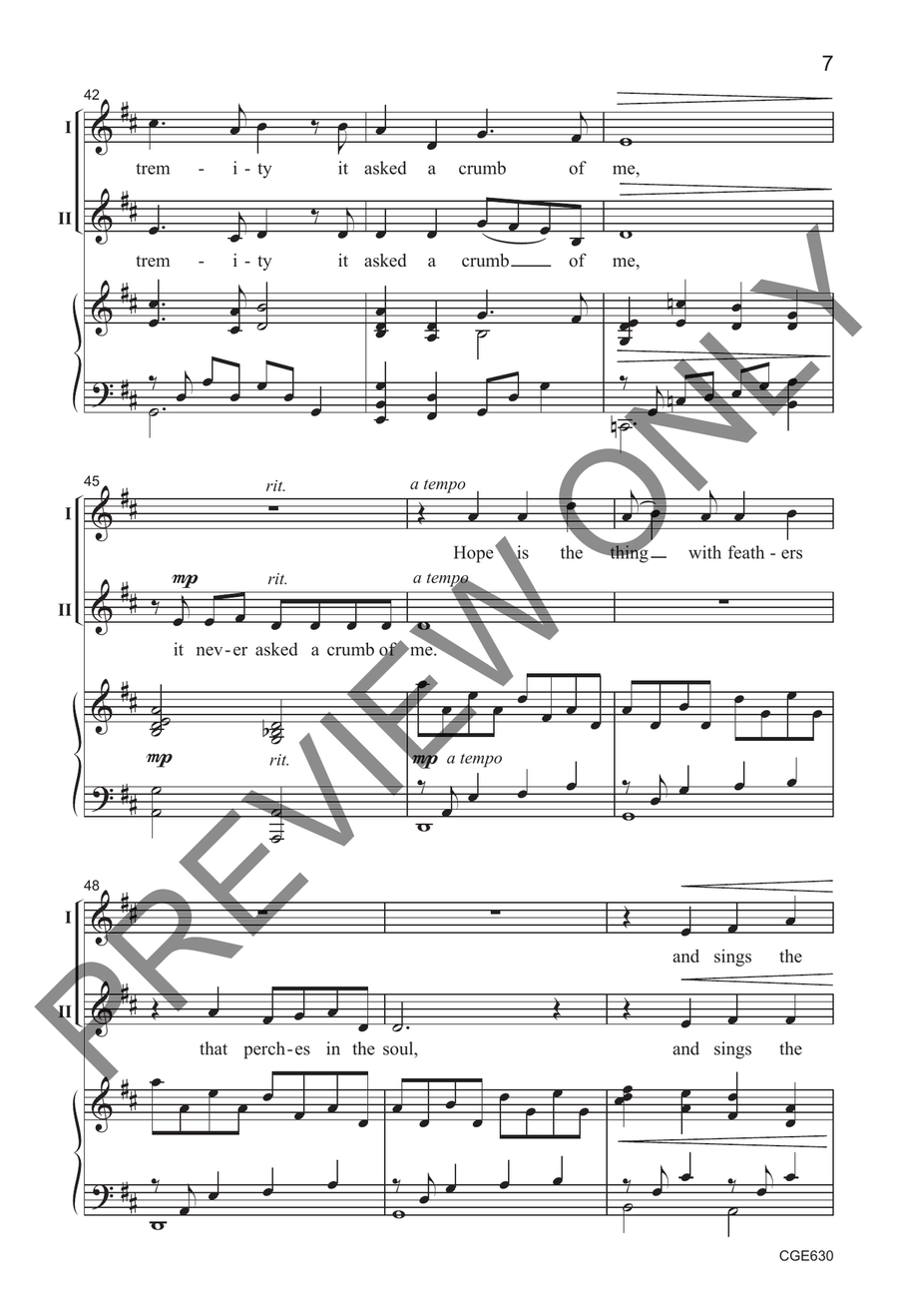 Hope Is the Thing with Feathers 2-Part scores gallery preview page 6
