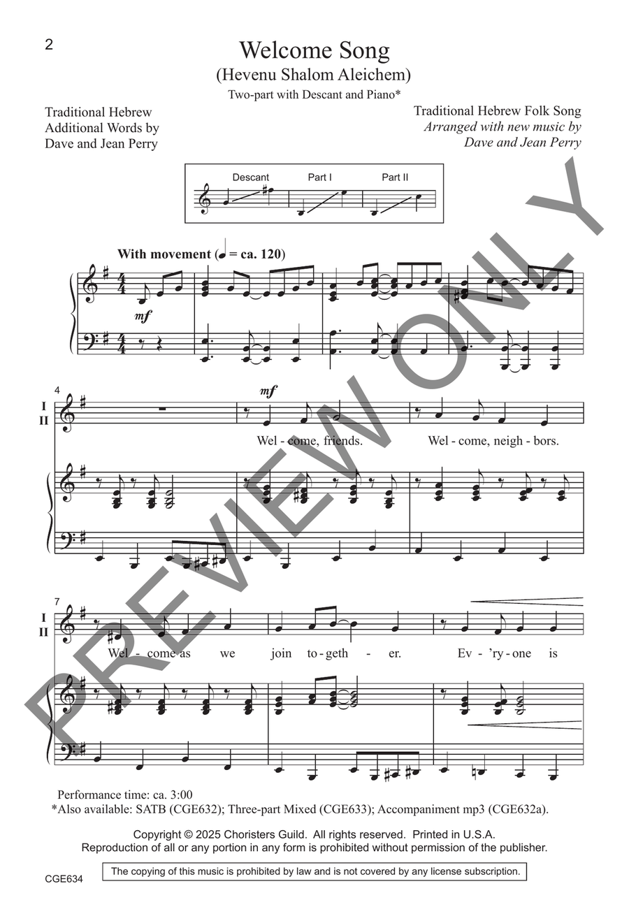 Welcome Song Welcome Song 2-Part scores gallery preview page 3