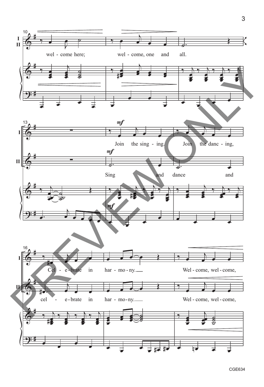 Welcome Song Welcome Song 2-Part scores gallery preview page 4