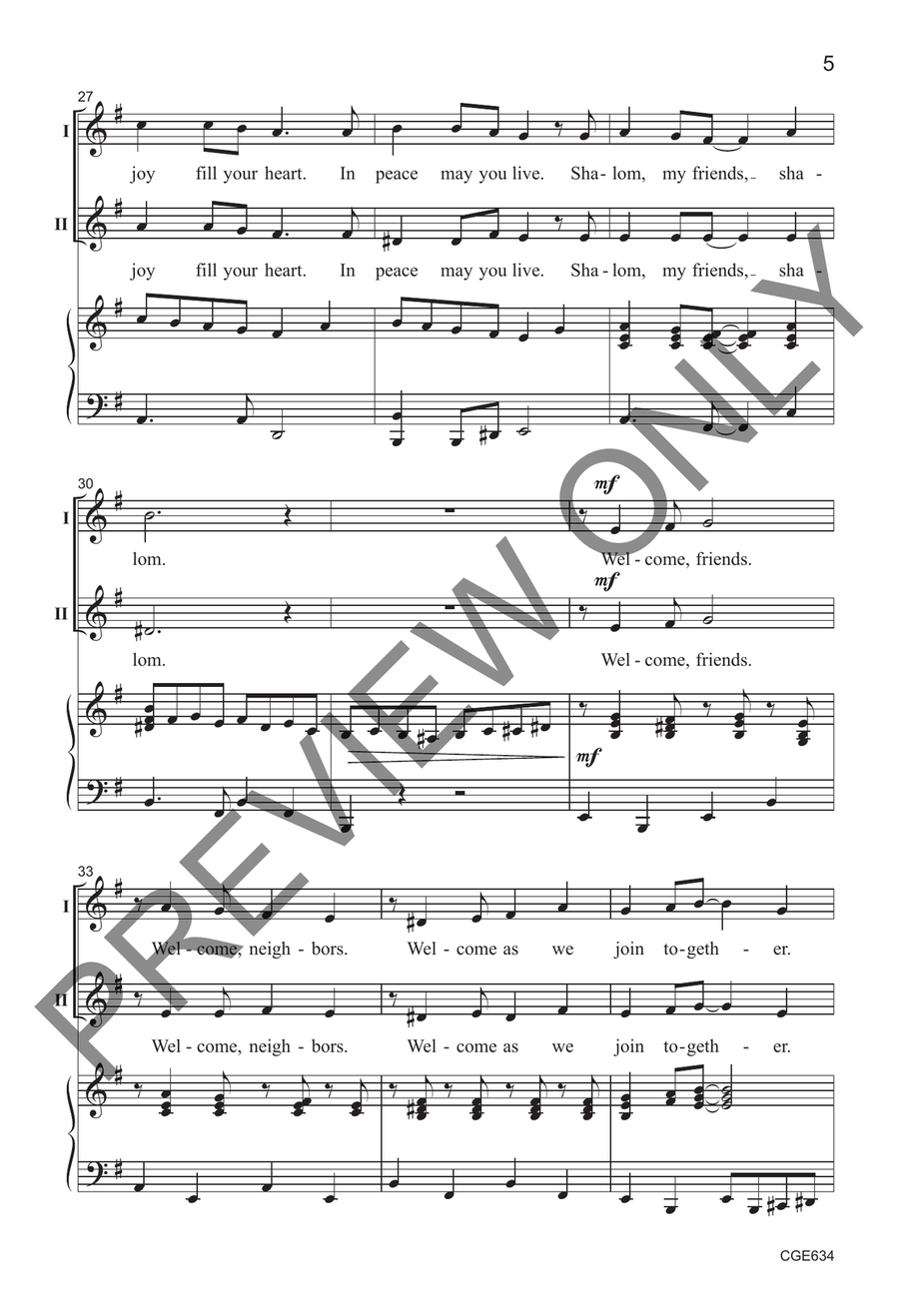 Welcome Song Welcome Song 2-Part scores gallery preview page 5