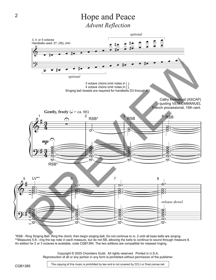 Hope and Peace: Advent Reflection (3-5 octaves) by Cathy Moklebust 5-Octaves - Sheet Music page 3